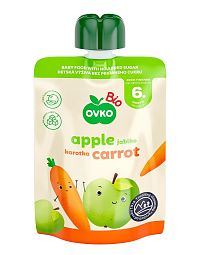 OVKO Bio Detská výživa Jablko Karotka 1×90 g, ovocná kapsička