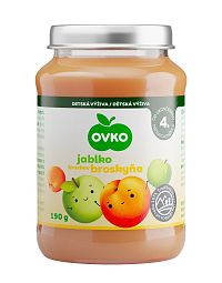 OVKO Detská výživa Jablko Broskyňa 1×190 g, ovocný príkrm