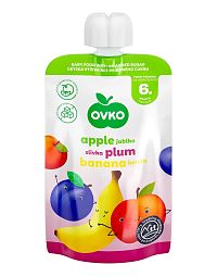 OVKO Detská výživa Jablko Slivka Banán 1×120 g, ovocná kapsička