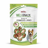 Pamlsky pre psy WELI SNACK králičie a ryžové kostičky