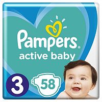 Pampers active baby 3 (6-10kg) 1×58 ks, veľkosť 3, detské plienky
