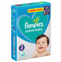 Pampers Active Baby 3 (6-10kg) 82ks JUMBO PACK 1×82 ks, (6-10kg)