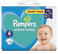 PAMPERS active baby Giant Pack 4 Maxi 1×76 ks, detské plienky (9-14 kg)