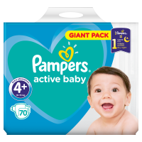 Pampers Active Baby GP 4+ MP 9-16KG 70KS 1×70 ks, veľkosť S4+, detské plienky