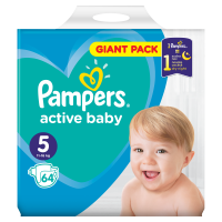 Pampers Active Baby GP 5 JUNIOR 11-18KG 64KS 1×64 ks, veľkosť S5, detské plienky