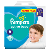 Pampers Active Baby GP 6 EXTRALARGE 56KS 1×56 ks, veľkosť S6, detské plienky