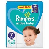 Pampers Active Baby Plienky Veľkosť 7, 15+kg 1×40 ks, plienky pre babätká