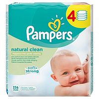 Pampers baby wipes NATURAL CLEAN 4x64 kusov - vlhčené obrúsky