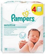 PAMPERS baby wipes SENSITIVE 4-balenie vlhčené obrúsky, softgrip texture (inov.2016) 4x56 (224 ks)