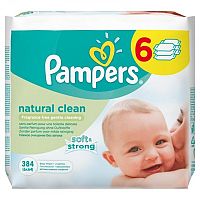 PAMPERS Natural Clean - vlhčené obrúsky 6 x 64 ks (384 ks)