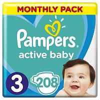 Pampers Plienky S3 Active Baby mesačné balenie 208 kusov