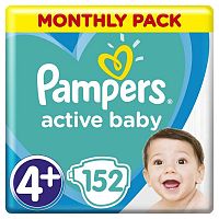 Pampers Plienky S4P Active Baby mesačné balenie (10 - 15 kg) 1×152 ks, veľkosť SP4, detské plienky