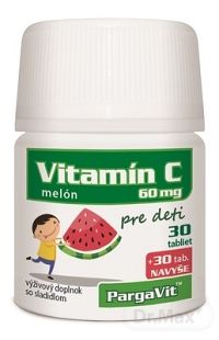 PargaVit VITAMÍN C Melón Pre deti 1×60 tbl, 30+30 tbl naviac