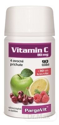 PargaVit VITAMÍN C Mix tbl ovocné príchute (90+ 30 navyše) 1x120 ks