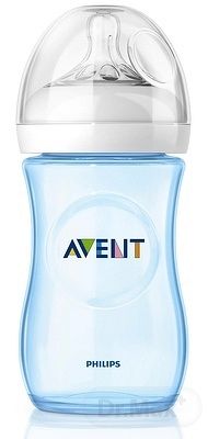 Philips AVENT FĽAŠA Natural PP 260 ml modrá cumlík 2 otvory, pomalý prietok, 1x1 set