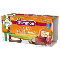 PLASMON Príkrm bezlepkový mäsový s obilninou hovädzí bez škrobu a soli, 4m+ 2×80 g, bezlepkový príkrm