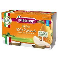 PLASMON Príkrm ovocný hruška, 4m+ 2×104 g, ovocný príkrm