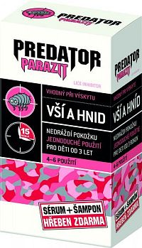 PREDATOR PARAZIT pri výskyte vší a hníd PACK sérum 100 ml + šampón 100 ml + kovový hrebeň , 1x1 set