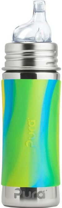 Pura nerezová fľaša so slamkou 325ml 1 ks, farba zelená-aqua