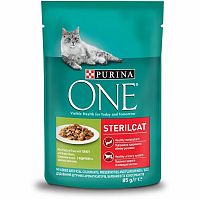 PURINA ONE Sterilcat Mini Filetky S Morkou A Zelenými Fazuľkami V Šťave 1×85g, kapsička pre mačky