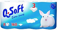 Q SOFT Toaletný papier 3 vrstvový biely 1×8 ks, 160 útržkov