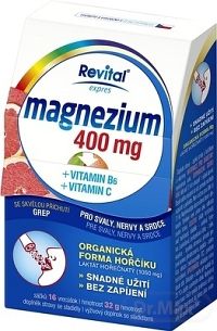 Revital Magnézium 400 mg + vitamín B6 + vitamín C vrecúška, sypká zmes s príchuťou grepu 1x16 ks