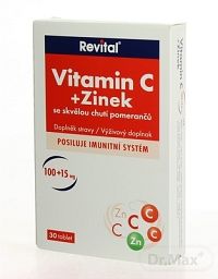 Revital Vitamín C+Zinok 1×30 tbl, s príchuťou pomarančov