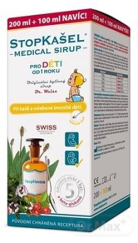STOPKAŠEĽ Medical sirup OD 1 ROKU 200+100 ml NAVYŠE 1×300 ml, sirup proti kašľu