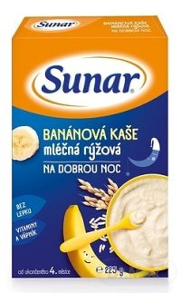 Sunar BANÁNOVÁ KAŠA mliečna ryžová NA DOBRÚ NOC 225g (od ukonč. 4. mesiaca)