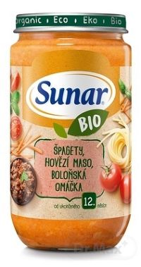 Sunar BIO Príkrm Špagety, Hovädzie Mäso, Bolonská Omáčka 1×235 g, mäsovo-zeleninový príkrm