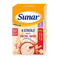 Sunar mliečna kaša 8 cereálií príchuť jahoda, banán