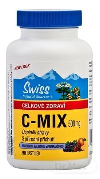 SWISS C-MIX 500 mg pastilky (s príchuťou hrozna, maliny a pomaranča), 1x90 ks