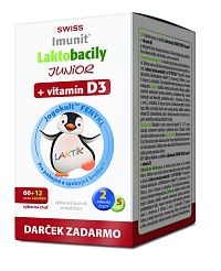 SWISS Laktobacily JUNIOR Imunit + vitamín D3 60+12 tbl.+ darček 1×72 tbl, vitamíny
