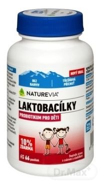 Swiss Naturevia Laktobacilky Kids s čerešňovou príchuťou 60 + 6 pastilky