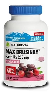 SWISS NATUREVIA MAX Brusnice 250 mg 1×36 ks, pastilky (20 % zdarma)