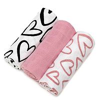 T-TOMI BIO Bambusové plienky Black hearts 1×3 ks, bambusové plienky