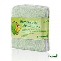 T-tomi Detská bambusová umývacia handrička, zelená 1x4 ks
