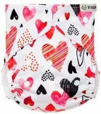 T-TOMI Nohavičková plienka AIO - Prebalovací set Patentky Hearts 1×2 ks, plienkové nohavičky