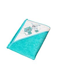 TEGA BABY Osuška s kapucňou Pes a mačka 100x100cm modrá