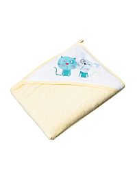 TEGA BABY Osuška s kapucňou Pes a mačka 100x100cm žltá