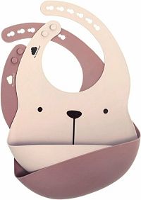 THE COTTON CLOUD Set silikónových podbradníkov Lili Plum/ Blush 1×1 set