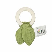 Tikiri Safari – hryzátko z prírodnej gumy a bio bavlny olive green 1×1 kus, kaučukový