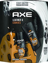 Vianočná kazeta Axe Leather&Cookies s ponožkami 1×1 set, darčeková sada od Axe pre mužov