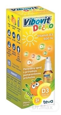 Vibovit Déčko Vitamín D3 500 IU sprej, pomarančová príchuť, 1x10 ml