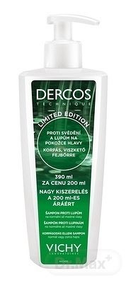 VICHY DERCOS ANTI-DANDRUFF GREASY šampón proti lupinám, normálne až mastné vlasy (verzia 2019) (390 ml za cenu 200 ml) 1x390 ml