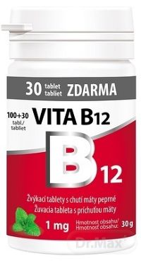 Vitabalans VITA B12 1 mg 1×130 tbl, B12 vo forme žuvacích tabliet