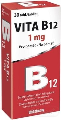 Vitabalans VITA B12 1 mg s príchuťou mäty 30 žuvacie tabliety