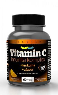 Vitamín C 500 mg Imunita komplex SALUTEM cmúľacie tablety s kurkumou a zázvorom, pomarančová príchuť 1x60 ks