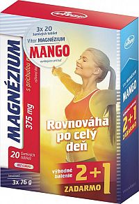 VITAR MAGNÉZIUM 375 mg tbl eff s príchuťou manga (2+1 ) 3x20 (60 ks), 1x1 set