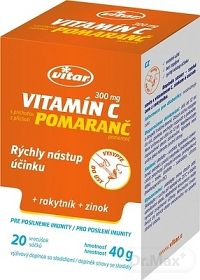 VITAR vitamín C 300 mg + rakytník + zinok vrecúška, sypká zmes s príchuťou pomaranč 1x20 ks
